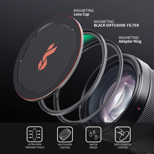K&F Concept 49mm Nano-X Magnetic Black Mist Filter 1/4 + Adapter Ring & Lens Cap SKU.1816 - 3